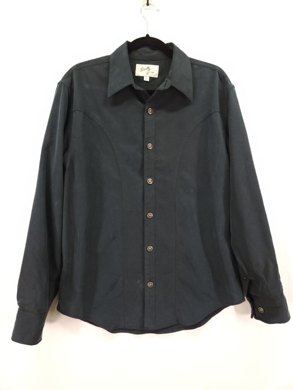Scully Small Black Western Button Up Shirt Long Sleeve Texas Star Buttons